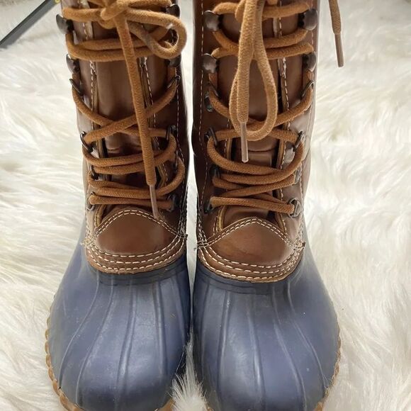 Easy Spirit Faux Fur Lined Winter Duck Boots Brown & Blue Size 7.5 - Picture 9 of 10